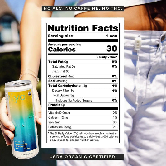 Hiyo Non-Alc Functional Seltzer, Adaptogens & Nootropics, 12 fl oz, 12pk